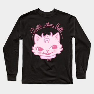 Pink Kitsch Demon Cat Long Sleeve T-Shirt